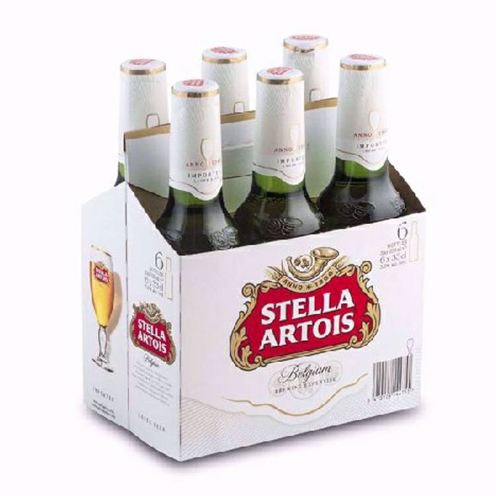 Stella artois cerveza clara (6 pack, 330 ml)