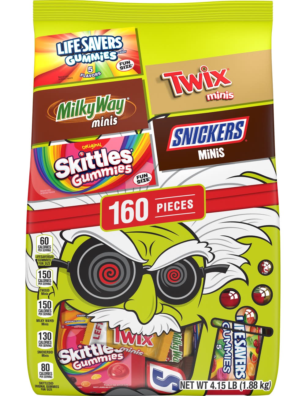 Mars Wrigley Assorted Life Savers Milky Way Skittles Twix & Snickers Candy Variety Bag (4.15 lbs, 160 ct)