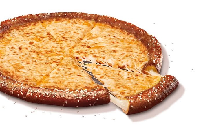Stuffed Pretzel Crust with Cheese Sauce & Cheese