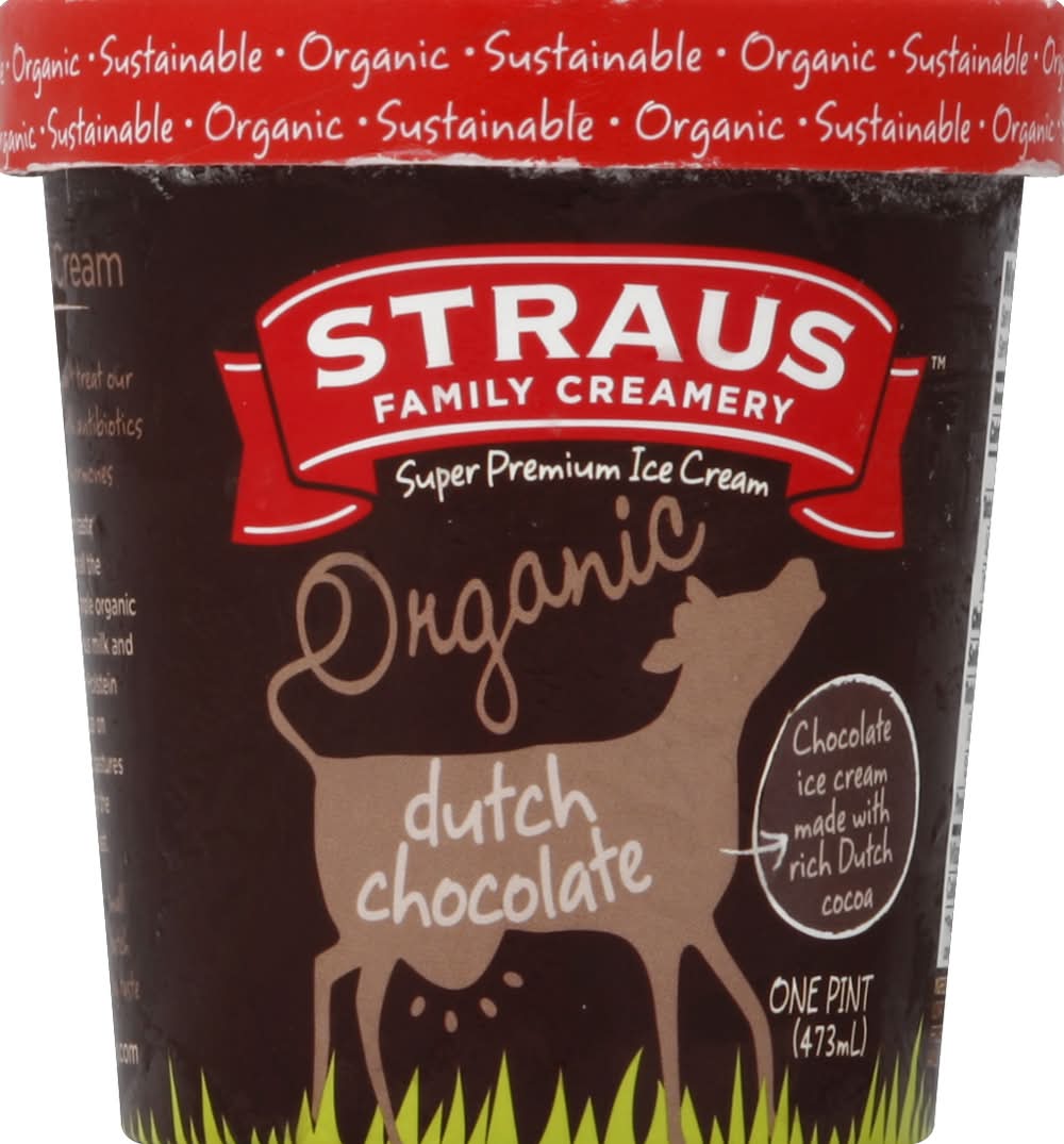 Straus Family Creamery Organic Super Premium Ice Cream, Dutch Chocolate (1 pint)
