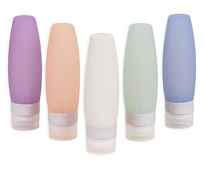 Mind Reader Silicone Travel Bottles, Assorted Colors, 5 Bottles/Set (SILBOTTLE-ASST)