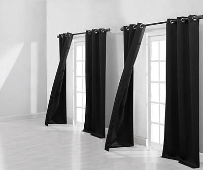 Grommet Curtain Panel Set, 84 In, Black (4 ct)