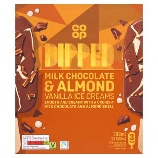Co-Op Dipped Milk Chocolate & Almond Vanilla Ice Creams