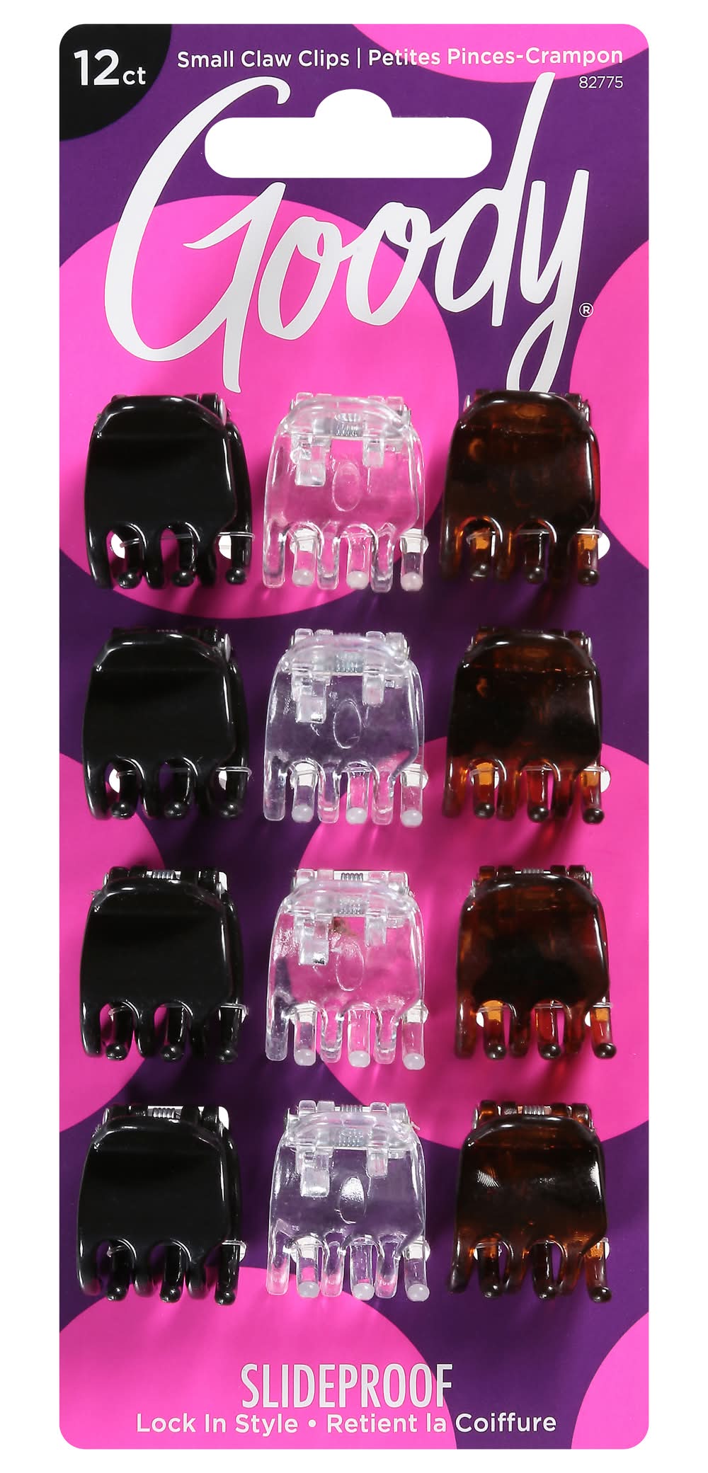Goody Claw Hair Clips, Black-White-Brown (1.6 oz, 12 ct)