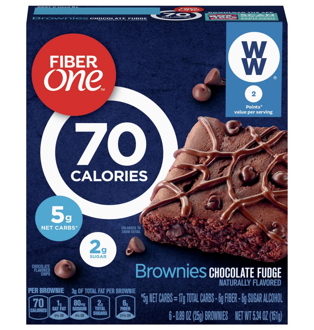 Fiber One Brownies Snack Bars, Chocolate Fudge (6 x 0.89 oz)