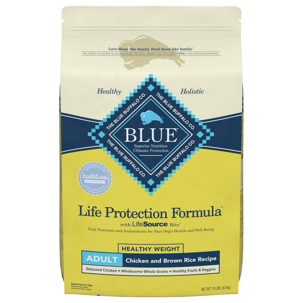 Blue Buffalo Adult Healthy Weight Chicken and Brown Rice Dry Dog Food (15 lbs)