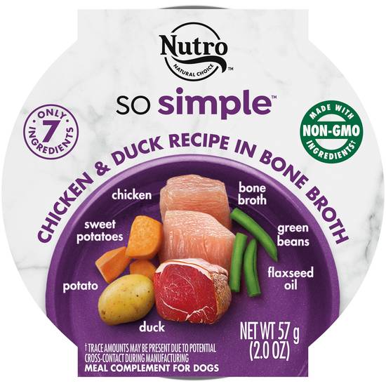 NUTRO So Simple Meal Complement Adult Wet Dog Food in Bone Broth - 2 oz (Flavor: Chicken & Duck, Color: White, Size: 2 Oz)