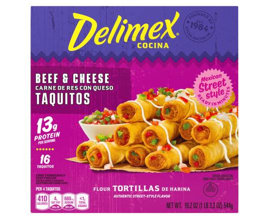 Delimex Beef and Cheese Taquitos, Mexican Street Style (19.2 oz)