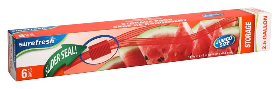 Sure Fresh Slider Jumbo Storage Bags (6 ct)