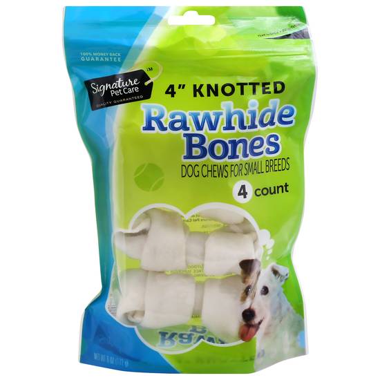 Signature Pet Care 4" Knotted Rawhide Natural Bone (4 ct)