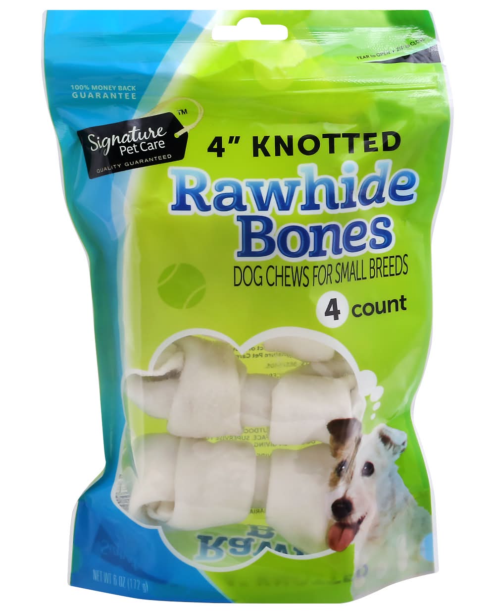 Signature Pet Care 4" Knotted Rawhide Natural Bone (1.5 oz, 4 ct)