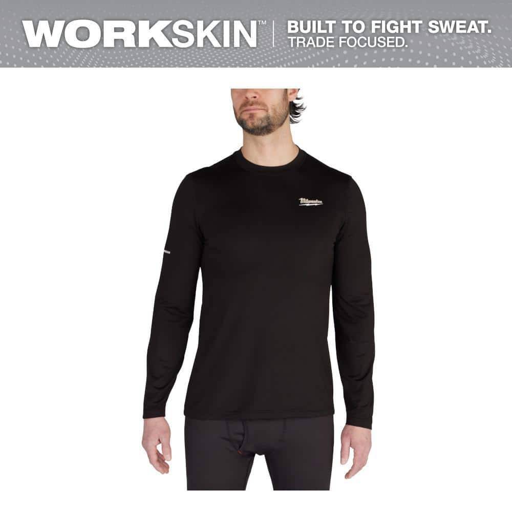 Milwaukee Men'S Large Black Workskin Thermal Underwear Crew Neck Base Layer