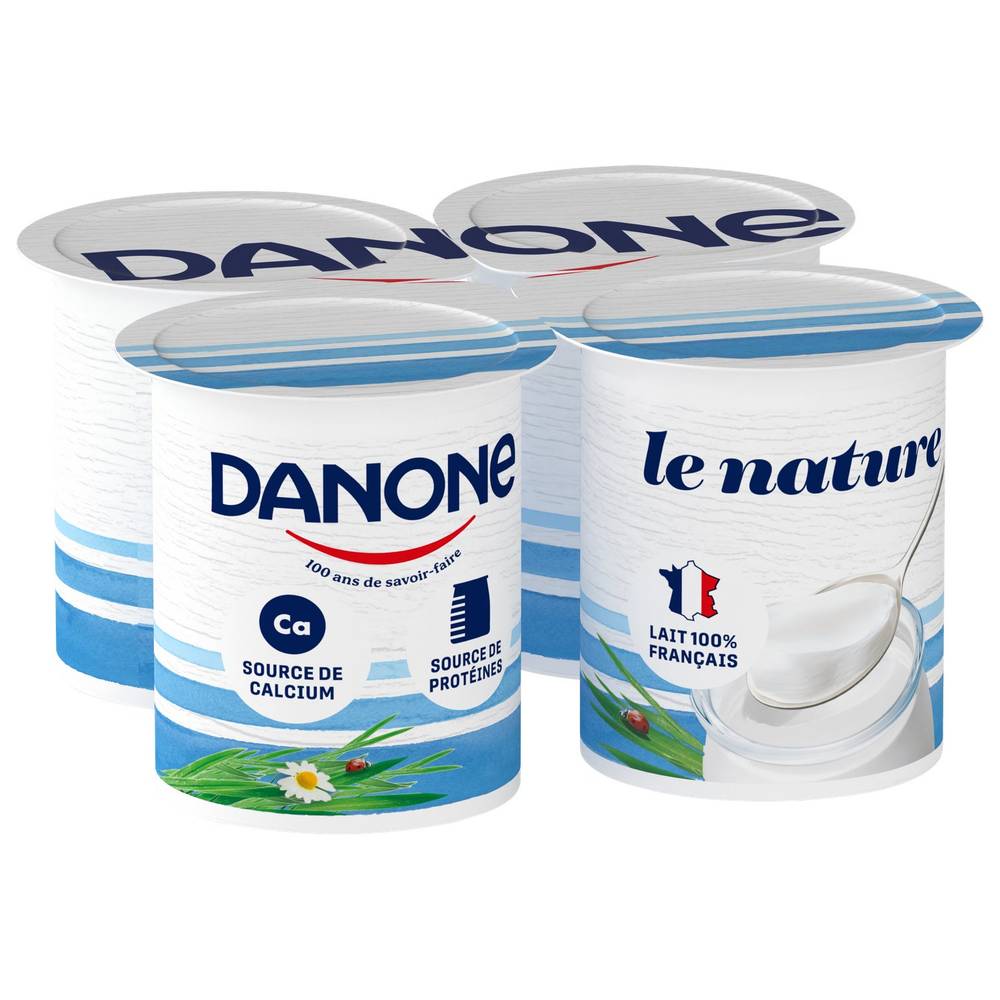 Yaourt nature DANONE - les 4 pots de 125g