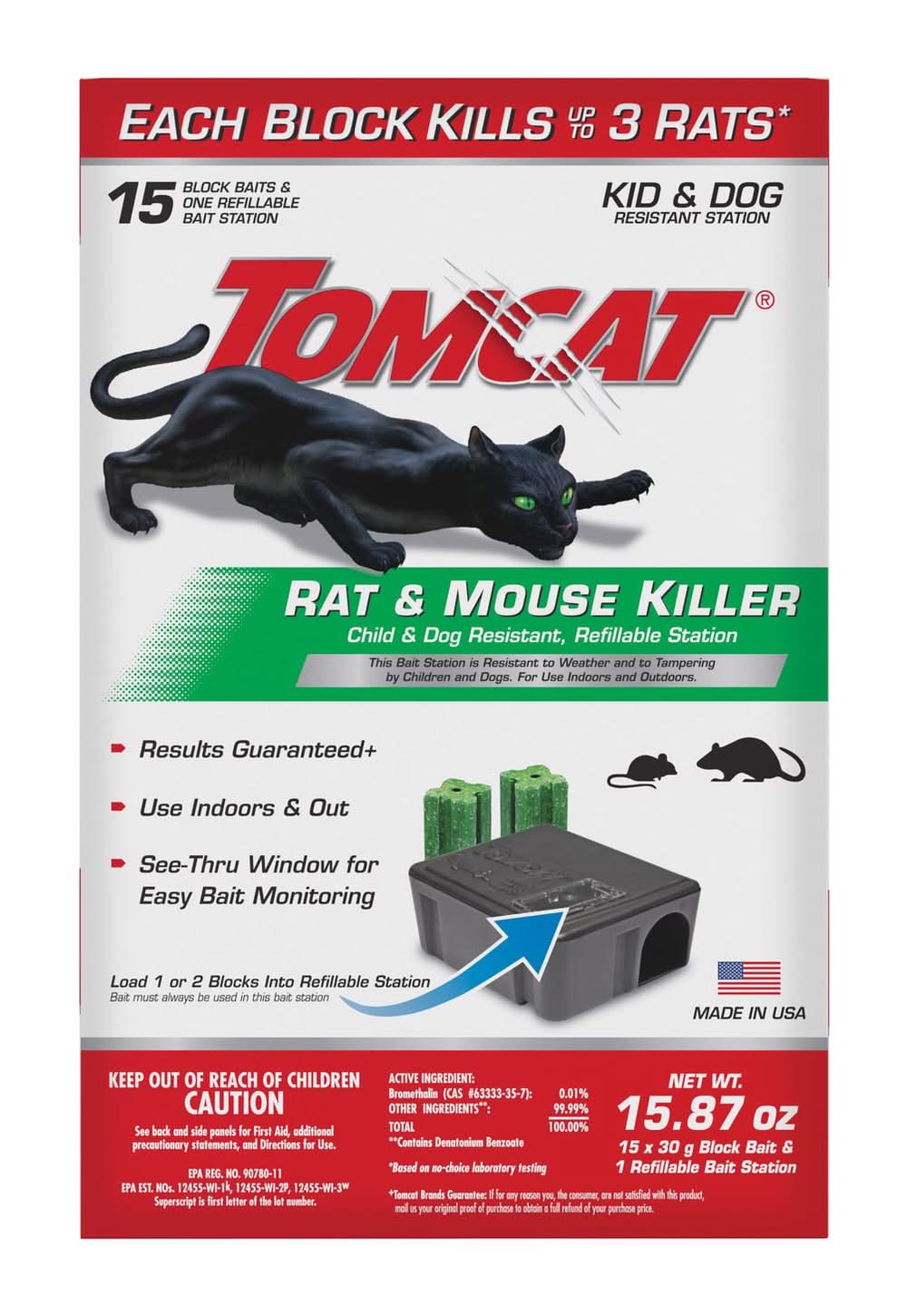 Tomcat Bait Station And Bait Blocks For Mice And Rats 15.87 Oz 1 Pk