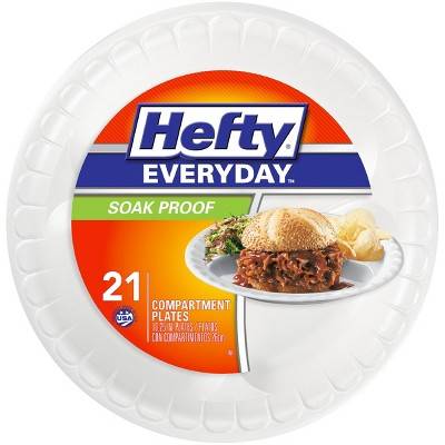 Hefty Everyday Foam 3 Compartment Plates