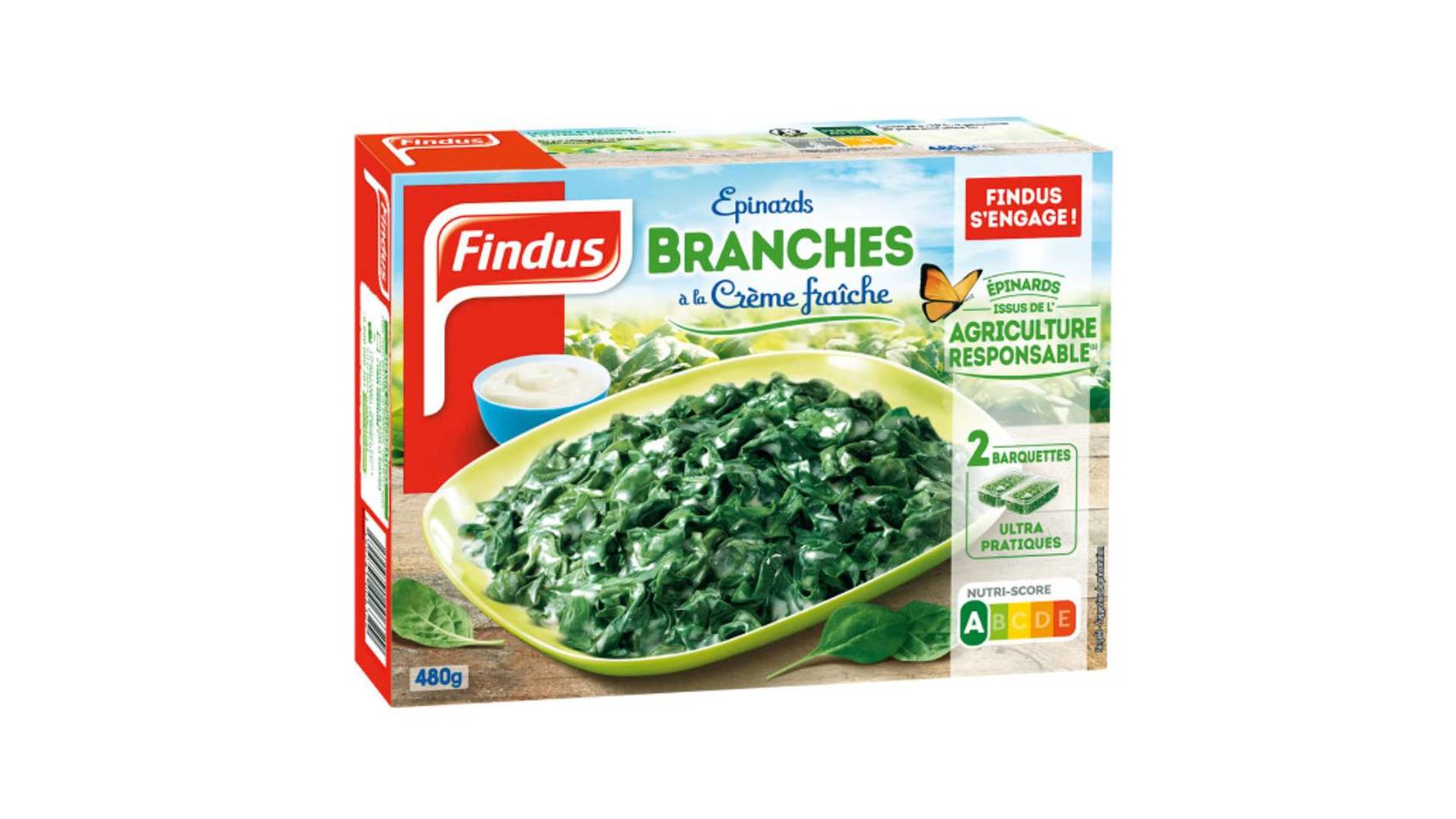 Findus - Légumes cuisinés épinards branches à la crème (2 pièces)