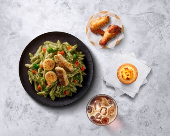 干貝鱈魚青醬筆管麵【豪華套餐】