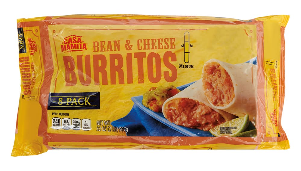 Casa Mamita Burritos, Bean & Cheese (32 oz, 8 ct)