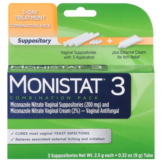 Monistat Combination Vaginal Antifungal + External Cream ( 3 ct)