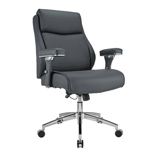 Realspace Modern Comfort Keera Bonded Leather Mid-Back Manager's Chair Onyx/Chrome