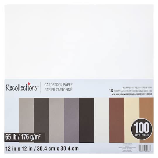 Recollections Neutral Palette Cardstock Papers, 12x12 in , Assorted (100 ct)