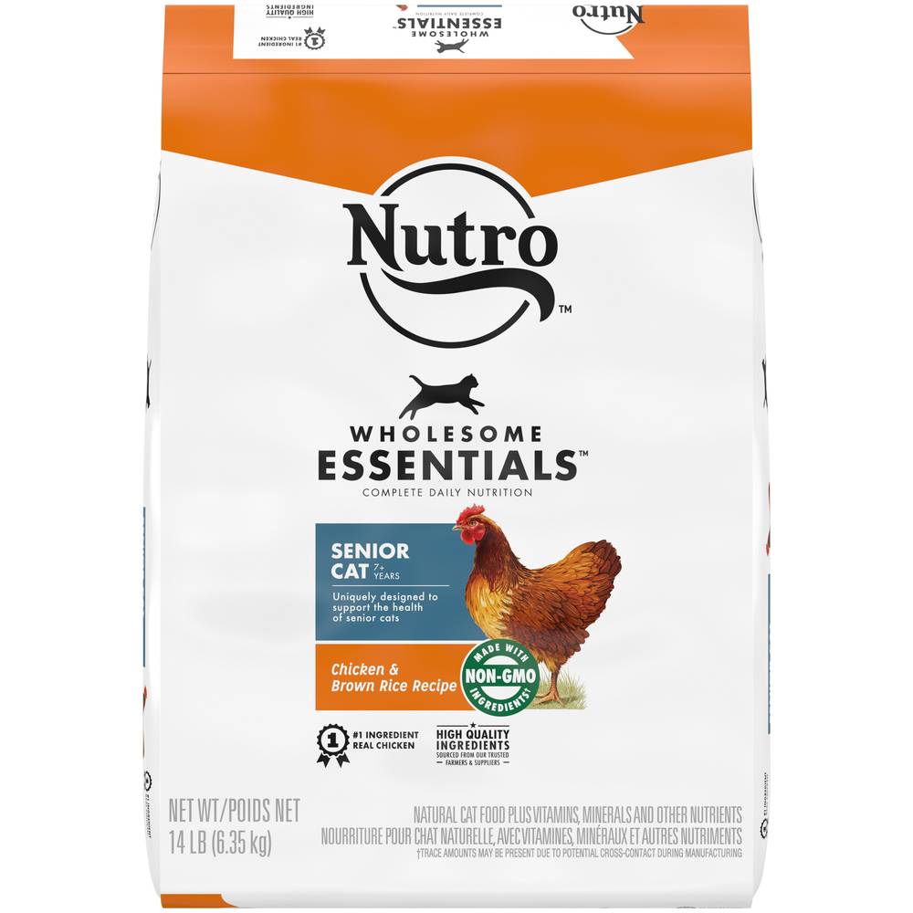 Nutro Wholesome Essentials Senior Indoor For Healthy Weight Farm-Raised Chicken & Brown Rice Recipe Dry Cat Food (14 lbs)