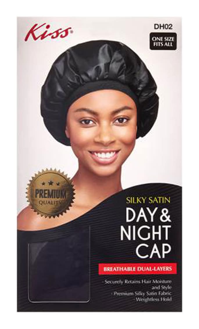 KISS Silky Satin Day & Night Cap, OSFM, Black