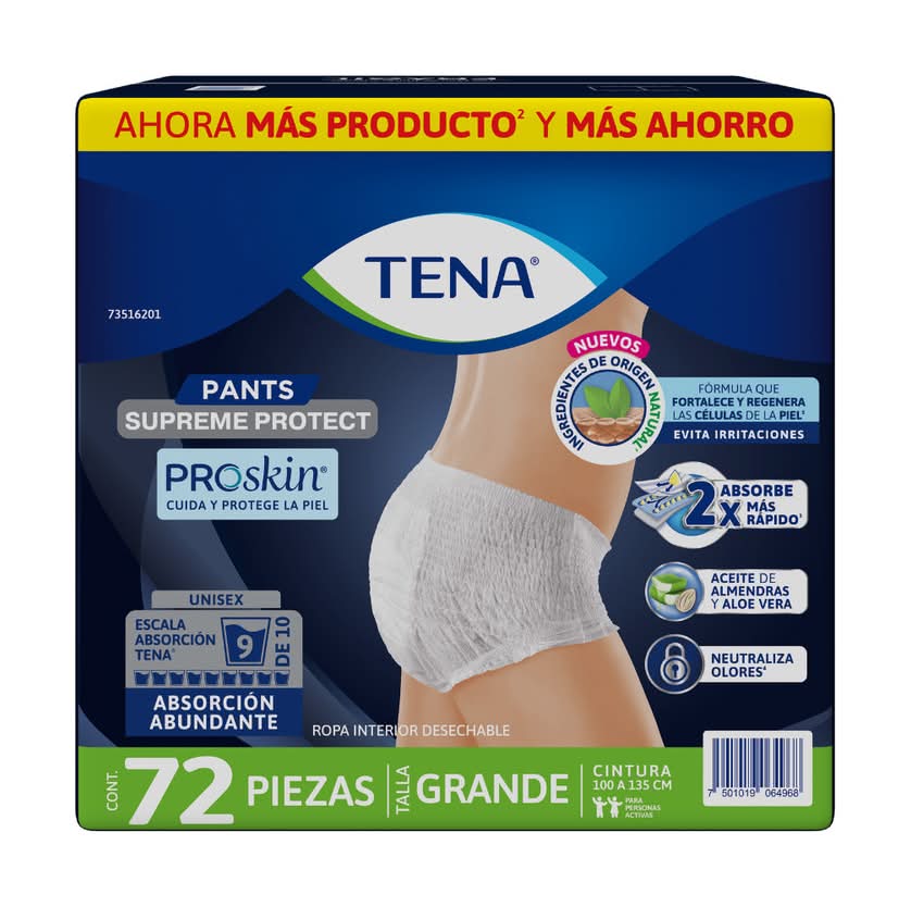 Tena · Proskin supreme protect ropa interior desechable, Grande (72 un)