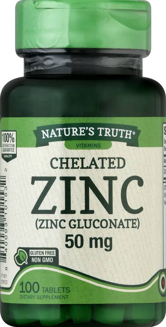 Nature's Truth Chelated 50 mg Zinc Tablets