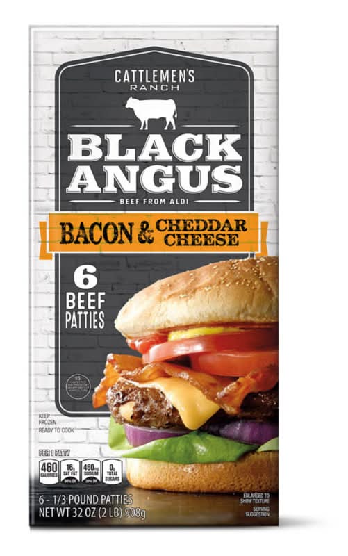 Cattlemen's Ranch Black Angus Beef Burger Patties, Bacon & Cheddar Cheese (6 x 5.3 oz)