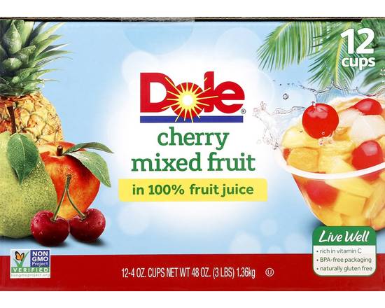 Dole · Cherry Mixed Fruit in 100% Fruit Juice (12 x 4 oz)