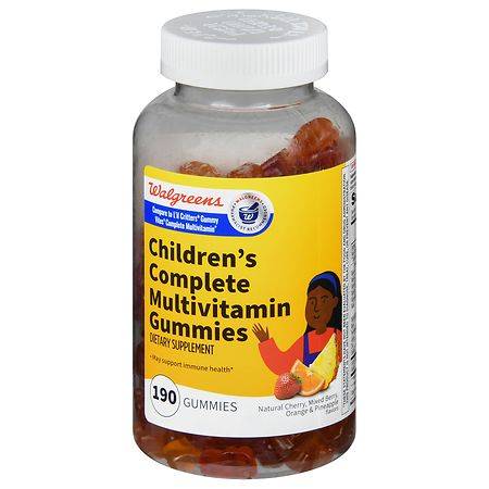 Walgreens Children's Complete Multivitamin Gummies Natural Cherry, Mixed Berry, Orange and Pineapple - 190.0 ea