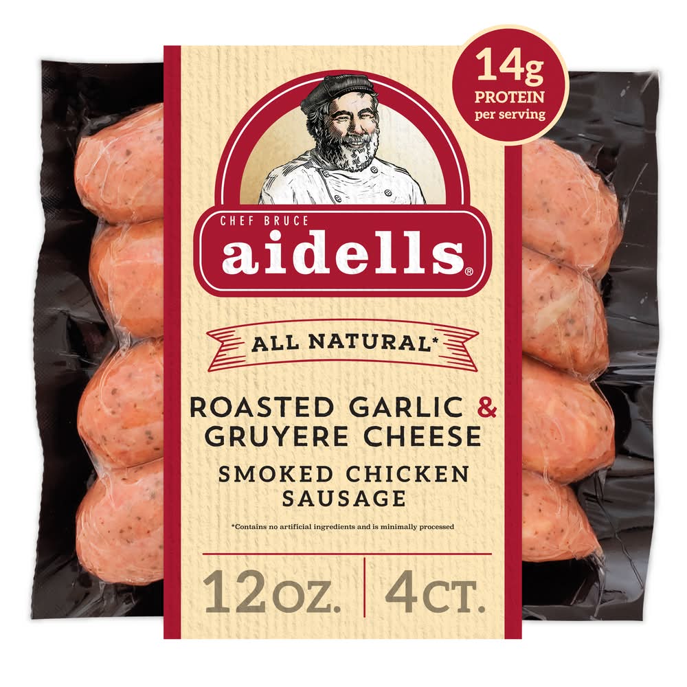 aidells Smoked Chicken Sausage, Roasted Garlic-Gruyere Cheese (12 oz, 4 ct)