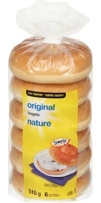 No Name Bagel Nature, Paquet De 6 / Bagel Plain 6 Pack 510.0 G