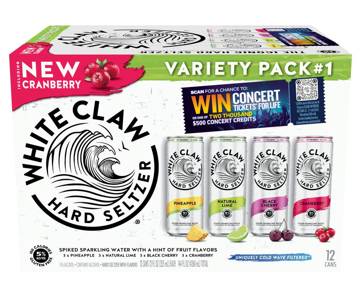 White Claw Hard Seltzer Variety pack, Cranberry-Black Cherry
