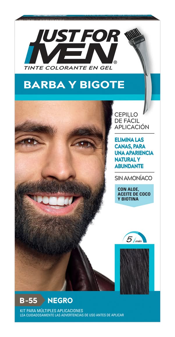 Just For Men · Tinte en gel para barba y bigote, negro b-55 (28,4 g)
