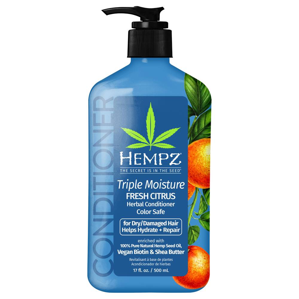 Hempz Triple Moisture Fresh Citrus Herbal Conditioner With Vegan Biotin & Shea Butter (17 fl oz)