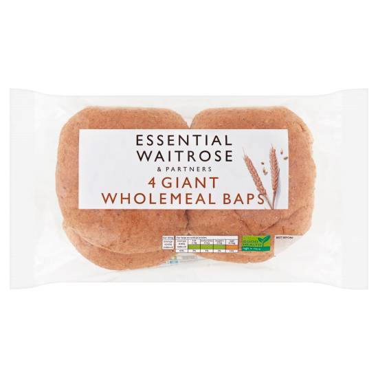 Waitrose Essential Giant Wholemeal Baps (4ct)