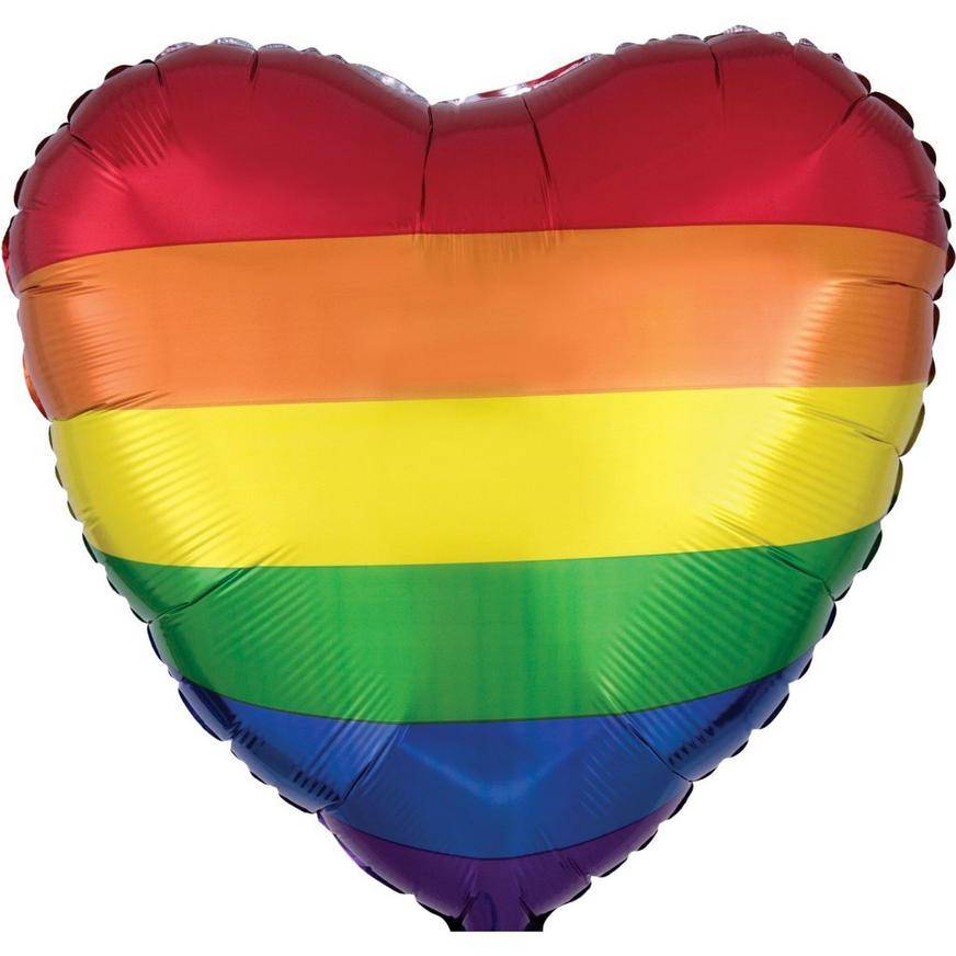 Uninflated Rainbow Heart Balloon