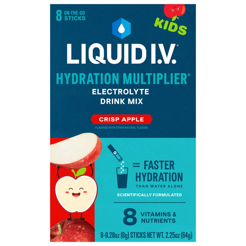 Liquid I.v. Hydration Multiplier Crisp Electrolyte Drink Mix For Kids packs (8 pack, 0.28 oz) (apple)