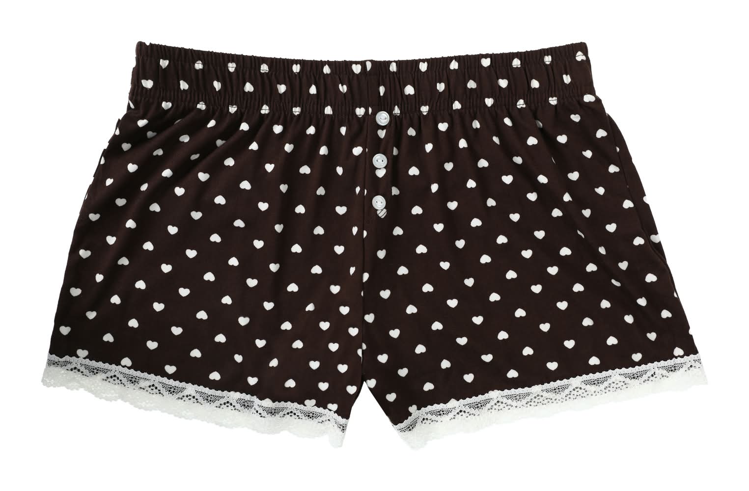 Juniors Pajama Shorts Large Brown Heart