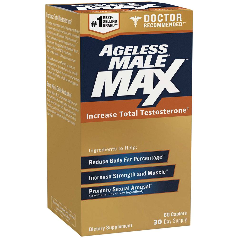 Ageless Male Max - Supports Testosterone & Nitric Oxide (60 Caplets)