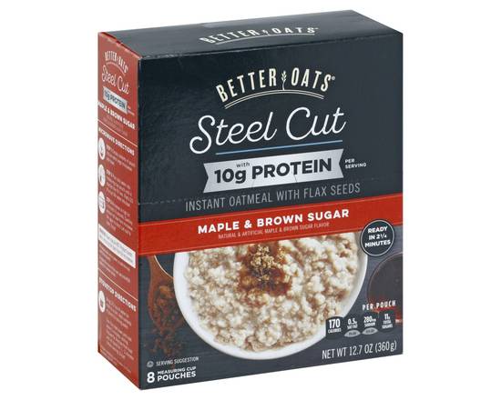 Better Oats · Steel Cut Maple & Brown Sugar Instant Oatmeal (8 ct)