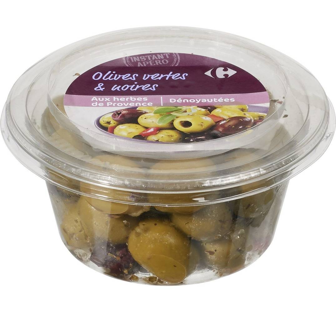 Carrefour Extra - Olives vertes & noires dénoyautées (150g)