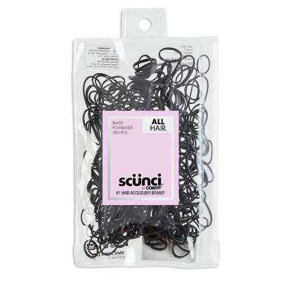 Scunci Mixed Size Polyband Elastic Hair Ties, Black (300 ct)