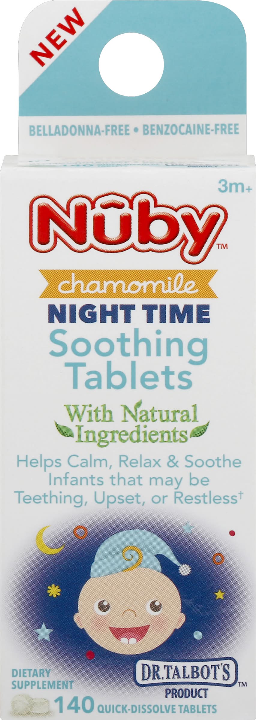 Nuby Soothing Tablets Night Time Chamomile Quick-Dissolve (1.6 oz, 140 ct)