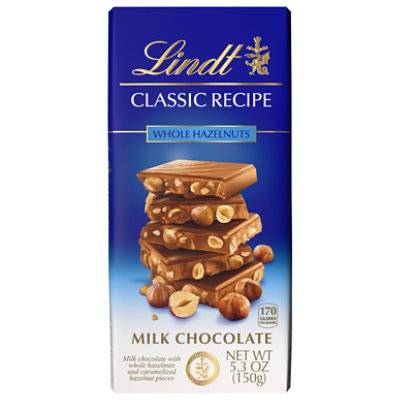 Lindt Classic Recipe Milk Chocolate Whole Hazelnut Bar