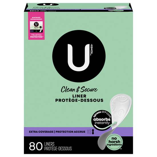 U By Kotex Extra Coverage Daily Liners 80 ct