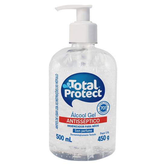 Total protect álcool em gel antisséptico 70ºinpm higienizador para mãos (450g)