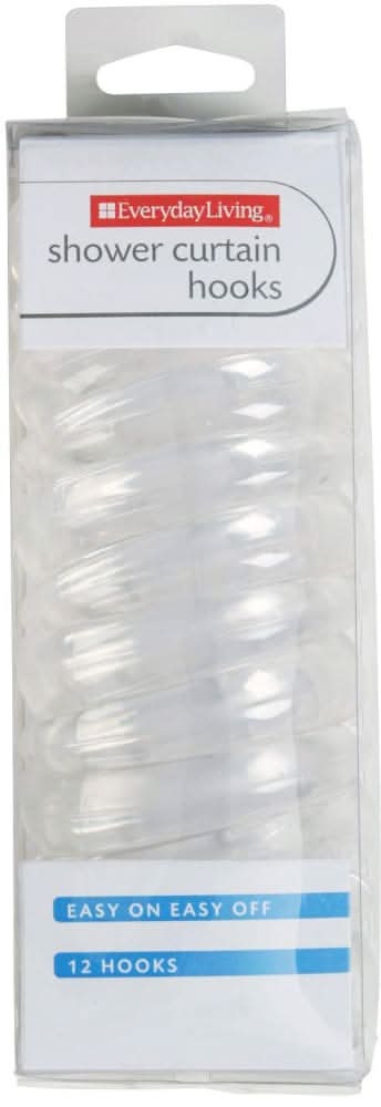 Everyday Living Plastic Shower Curtain Hooks, Clear (12 ct)